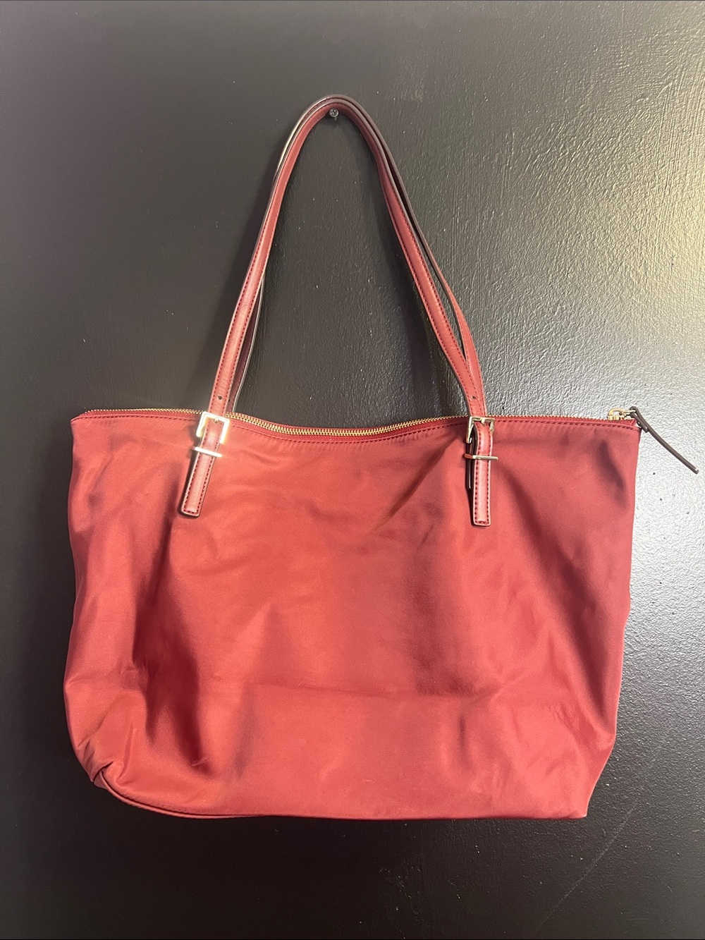 kate spade crimson red nylon tote with gold hardware - Picture 2 of 3